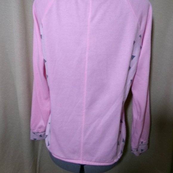 Triangle graphic print Fleece Sweatshirt S Pink Gray crew neck Soft lightweight - Picture 10 of 11